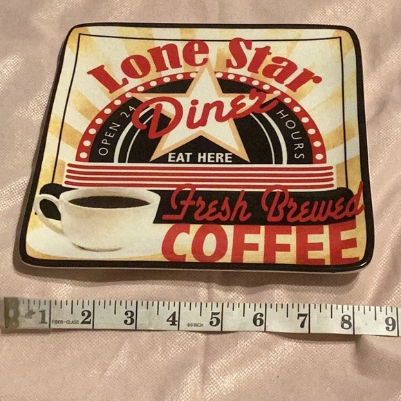 Lone Star Diner decor plate- Eat here, open 24 hours, fresh brewed coffee - Picture 6 of 7